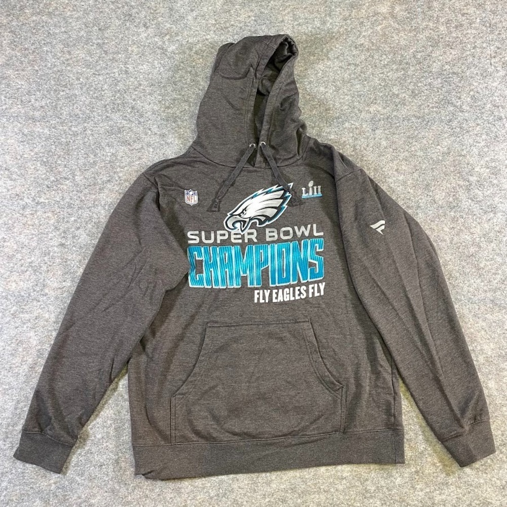 Philadelphia Eagles Super Bowl LVII Hoodie Mens L Gray Fanatics Pro Line NFL Fly